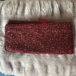 Banana Republic -Like New Red Beaded Foldover zipper purse